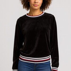 Heartloom Black Red White Velour Pullover Sweater Size Small